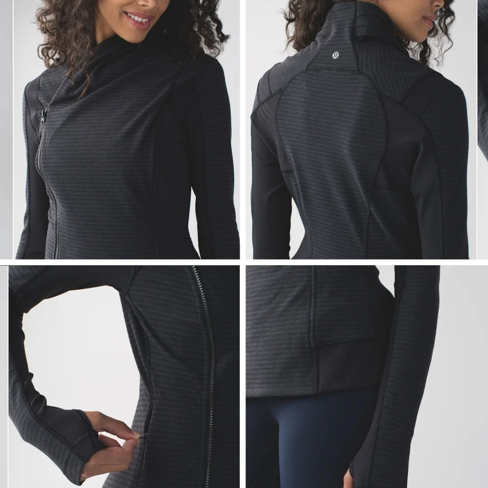 RARE Lululemon Bhakti Yoga Jacket In Luon Pique Black Dark Slate/ Black